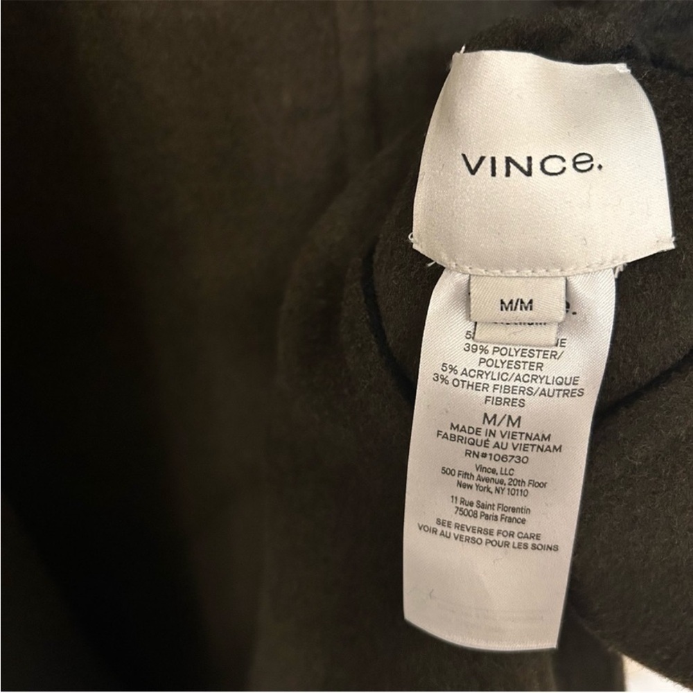Vince Reversible Collarless Wool Blend Coat in Black/Eden Green Size M - Picture 9 of 9